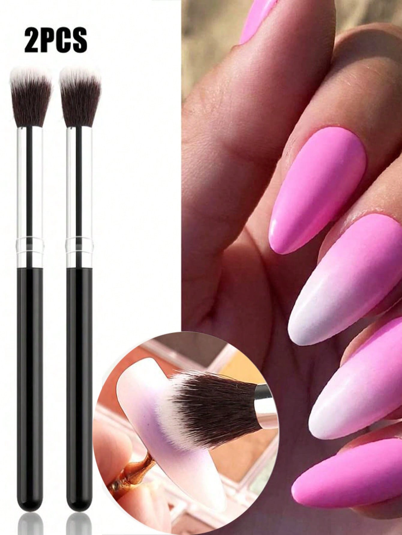 2Pcs Ombre Nail Art Brush Set  - Group Head Brush recension och pris